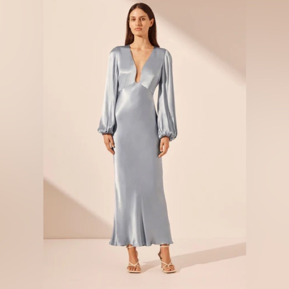 Elegant Long Sleeve Blue Dress